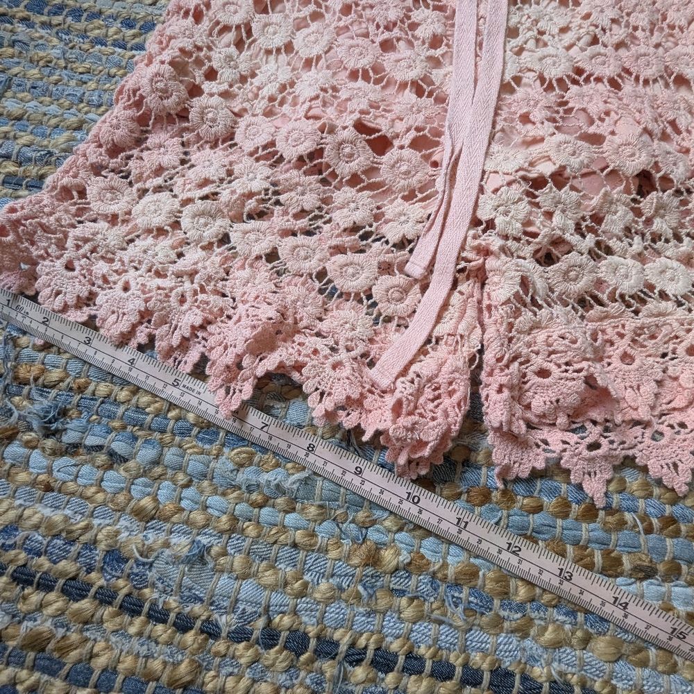 Peachy pink Crochet Lace Shorts M Partially Lined Boho Beachy Summer Casual - Picture 4 of 8